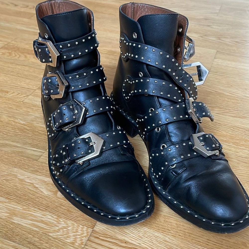 GIVENCHY leather ankle studded boots